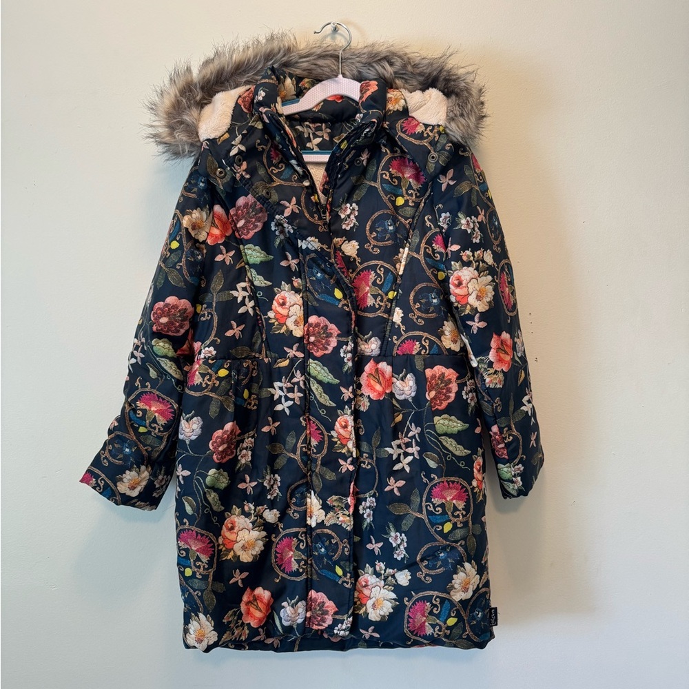 Jottum Dutch Designer Rembrandt Hooded Coat with Faux Fur Trim